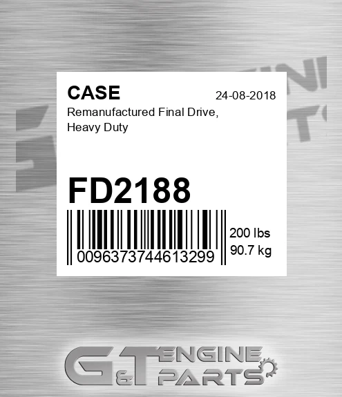 FD2188 CASE Remanufactured Final Drive, Heavy Duty