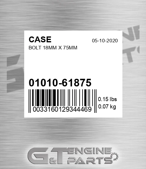 01010-61875 CASE Bolt 18mm X 75mm
