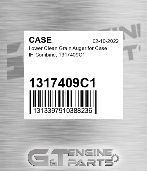 1317409C1 Lower Clean Grain Auger For Ih Combine,