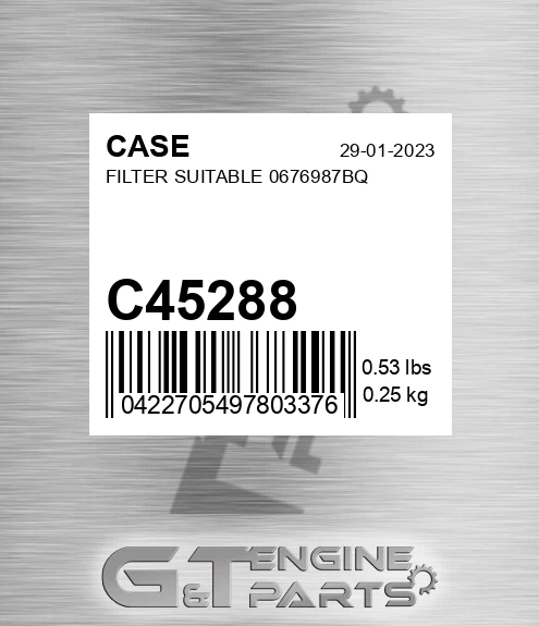 C45288 CASE Filter Suitable 0676987bq
