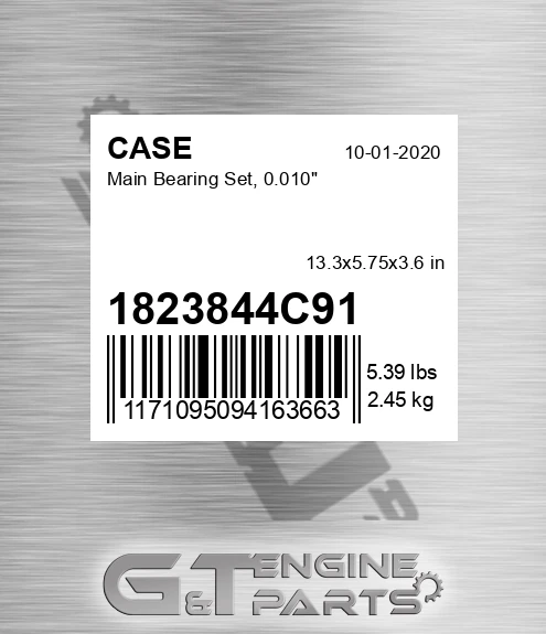1823844C91 CASE Main Bearing Set, 0.010"