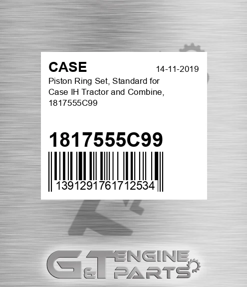 1817555C99 Piston Ring Set, Standard For Ih Tractor And Combine,