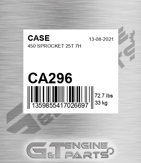 CA296 450 Sprocket 25t 7h