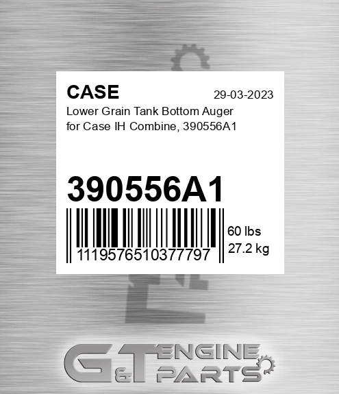 390556A1 CASE Lower Grain Tank Bottom Auger For Case Ih Combine,