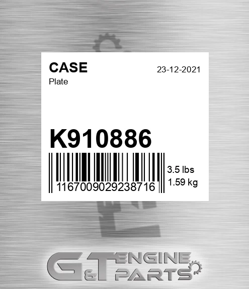 K910886 CASE Plate