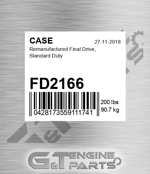 FD2166 CASE Remanufactured Final Drive, Standard Duty
