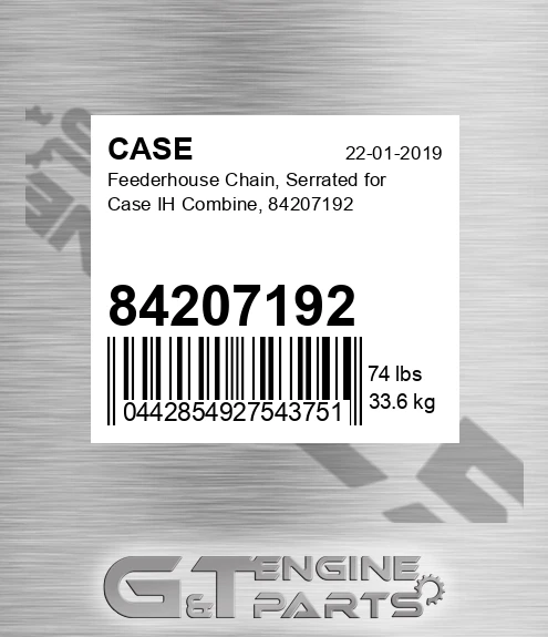 84207192 Feederhouse Chain, Serrated For Ih Combine,