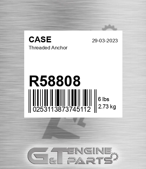 R58808 CASE Threaded Anchor