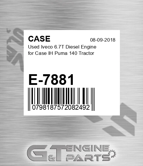 E-7881 CASE Used Iveco 6.7t Diesel Engine For Case Ih Puma 140 Tractor