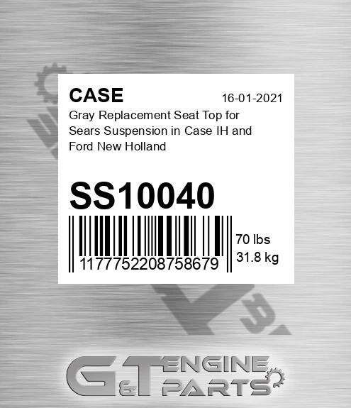SS10040 CASE Gray Replacement Seat Top For Sears Suspension In Case Ih And Ford New Holland