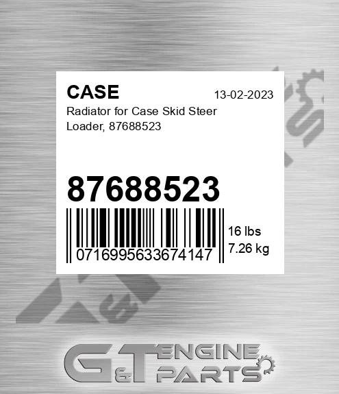 87688523 Radiator For Skid Steer Loader,