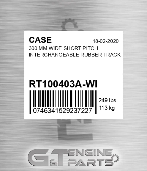 RT100403A-WI 300 Mm Wide Short Pitch Interchangeable Rubber Track
