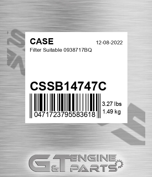 CSSB14747C CASE Filter Suitable 0938717bq