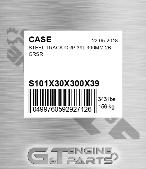 S101X30X300X39 CASE Steel Track Grp 39l 300mm 2b Grsr