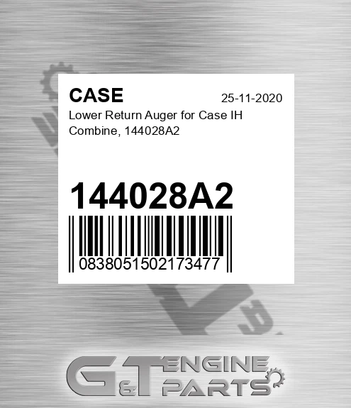 144028A2 Lower Return Auger For Ih Combine,
