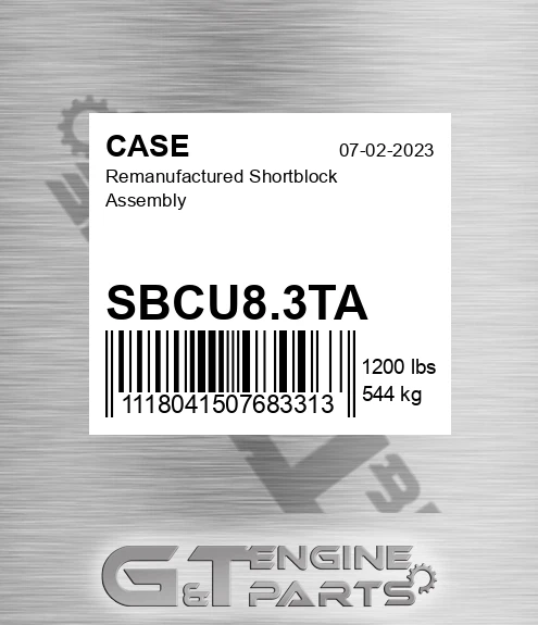 SBCU8.3TA Remanufactured Shortblock Assembly for CASE