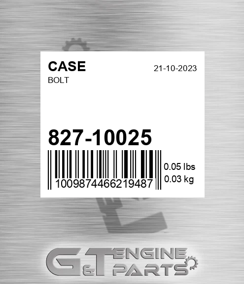 827-10025 Bolt for CASE