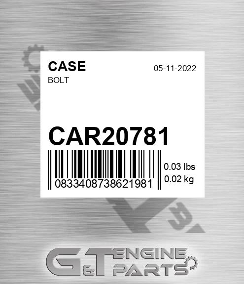 CAR20781 CASE Bolt