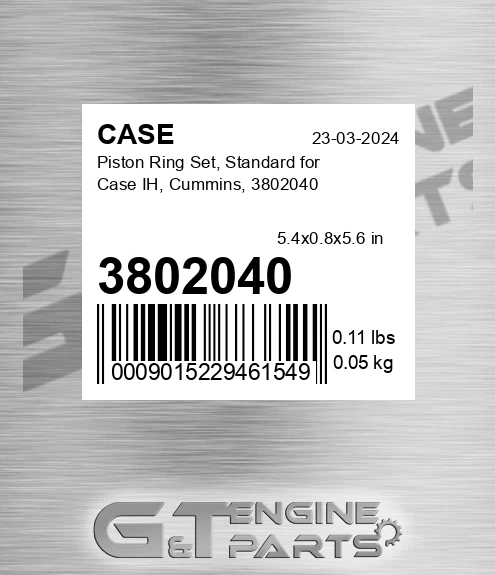 3802040 CASE Piston Ring Set, Standard For Case Ih, Cummins,