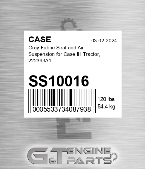 SS10016 CASE Gray Fabric Seat And Air Suspension For Case Ih Tractor, 222393a1