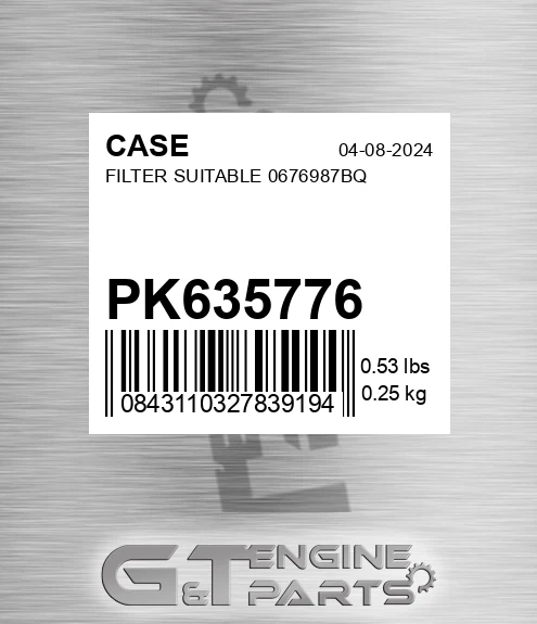 PK635776 Filter Suitable 0676987bq