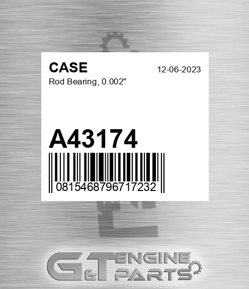 A43174 CASE Rod Bearing, 0.002"