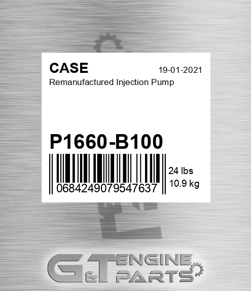 P1660-B100 Remanufactured Injection Pump for CASE