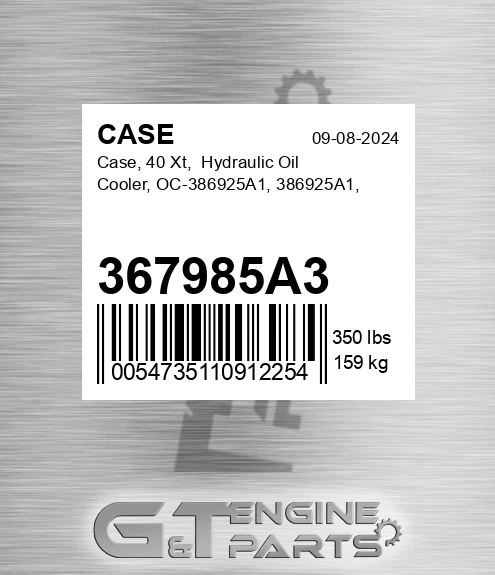 367985A3 CASE Case, 40 Xt, Hydraulic Oil Cooler, Oc-386925a1, 386925a1,