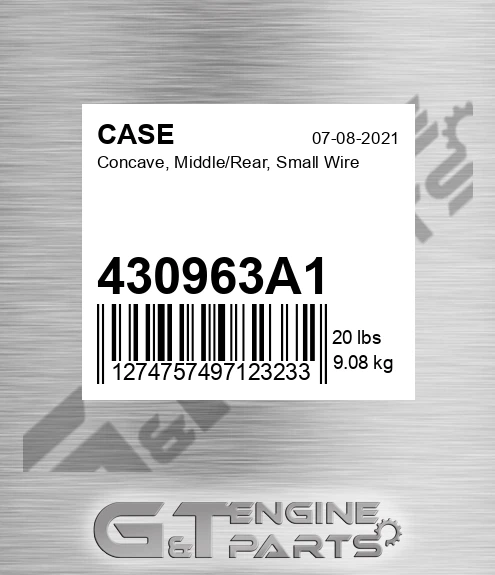 430963A1 CASE Concave, Middle/rear, Small Wire