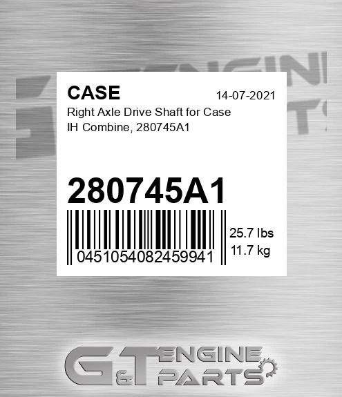 280745A1 CASE Right Axle Drive Shaft For Case Ih Combine,