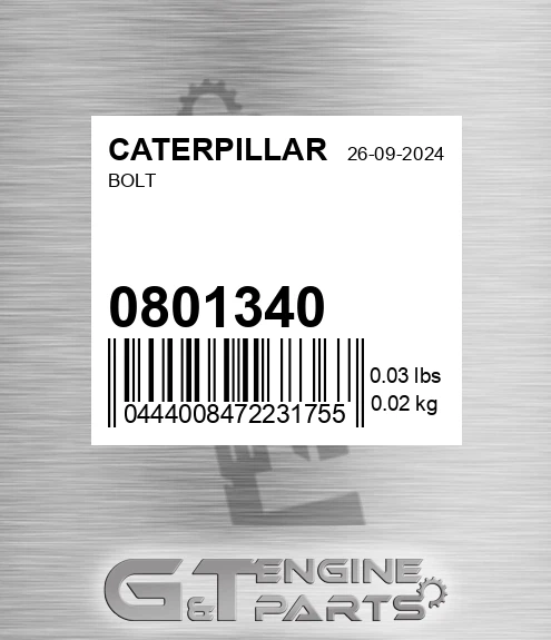 080-1340 Bolt for CATERPILLAR