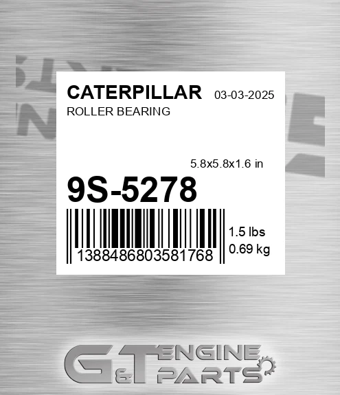 9S-5278 Roller Bearing for CATERPILLAR