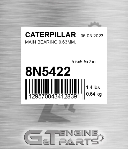 8N-5422 Main Bearing 0,63mm. for CATERPILLAR