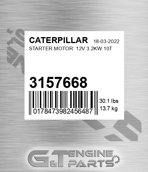315-7668 Starter Motor: 12v 3.2kw 10t for CATERPILLAR