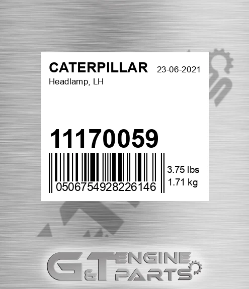 11170059 Headlamp, Lh for CATERPILLAR