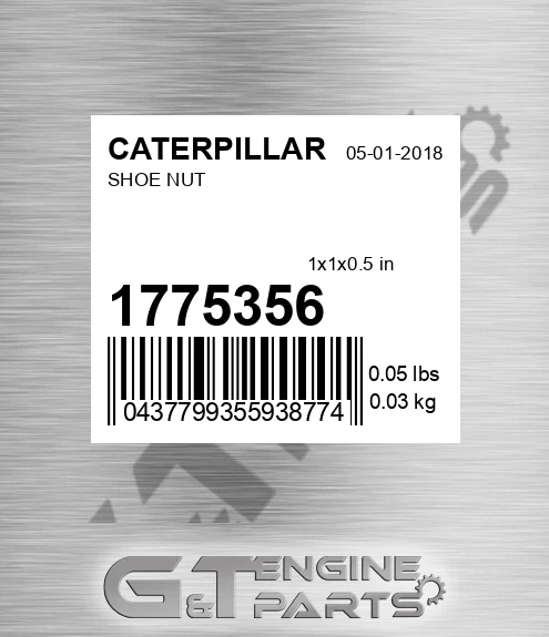 177-5356 Shoe Nut for CATERPILLAR