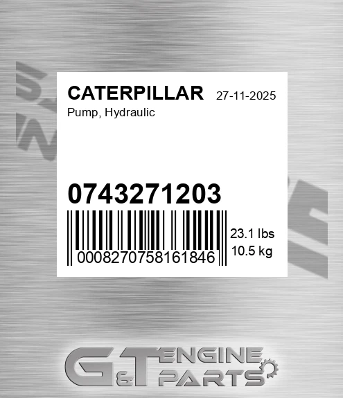 0743271203 Pump, Hydraulic for CATERPILLAR