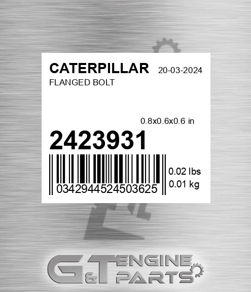 242-3931 Flanged Bolt for CATERPILLAR