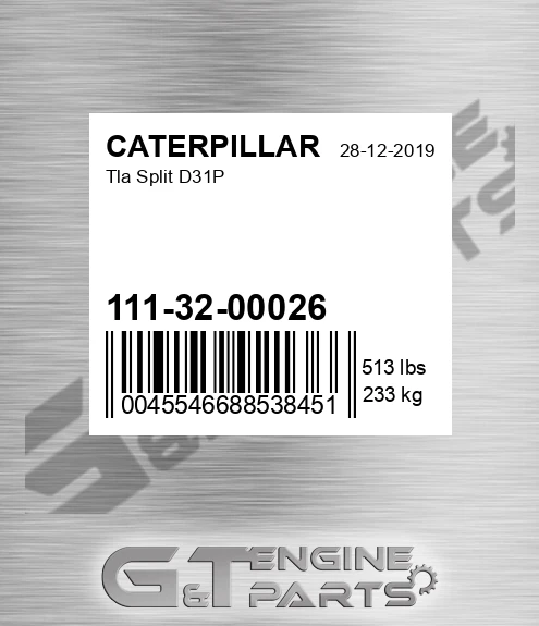 1113200026 Tla Split D31p for CATERPILLAR