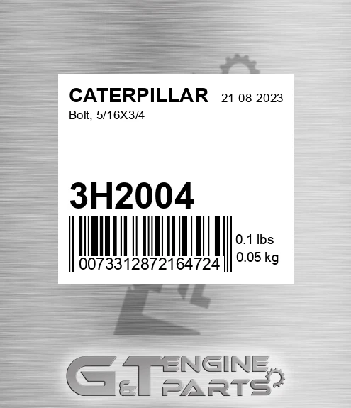 3H2004 Bolt, 5/16x3/4