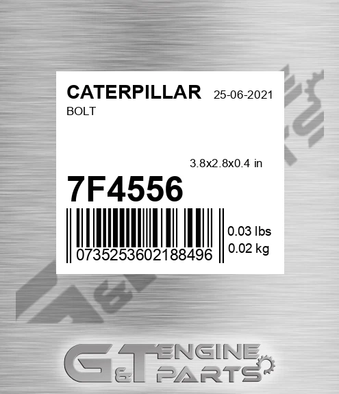 7F4556 Bolt for CATERPILLAR