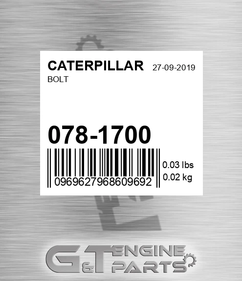 078-1700 Bolt for CATERPILLAR