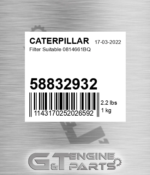 58832932 Filter Suitable 0814661bq