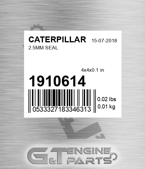 191-0614 2.5mm Seal for CATERPILLAR