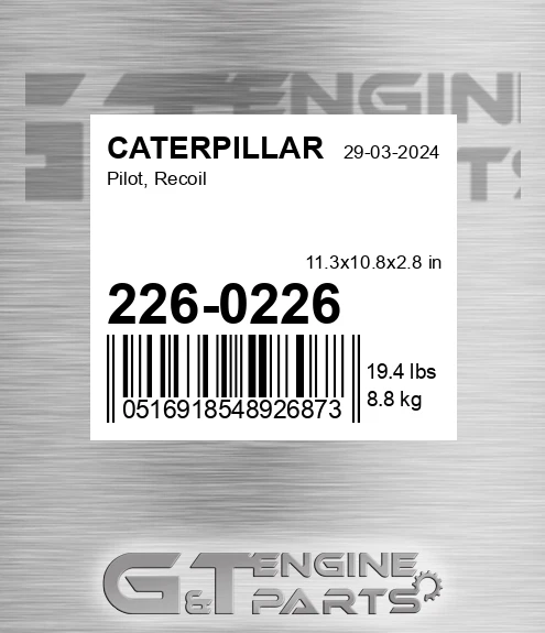 2260226 Pilot, Recoil for CATERPILLAR