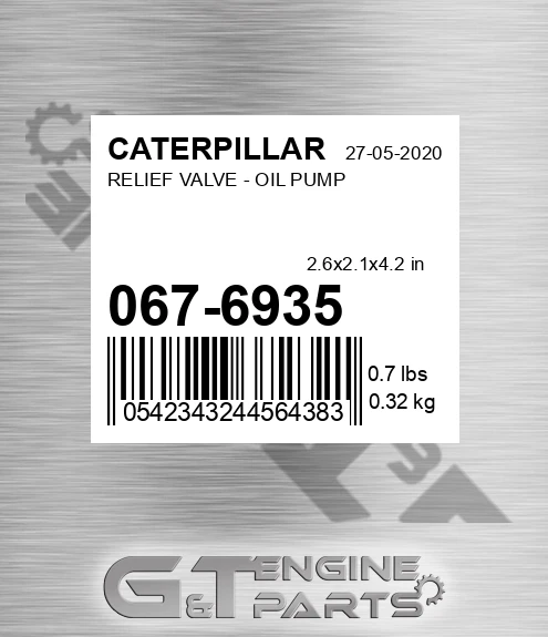067-6935 Relief Valve - Oil Pump for CATERPILLAR