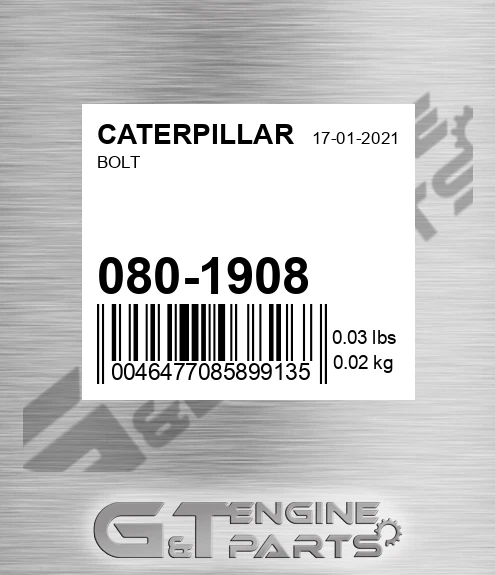 080-1908 CATERPILLAR Bolt