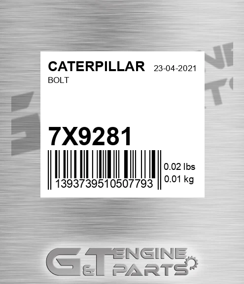 7X-9281 Bolt for CATERPILLAR