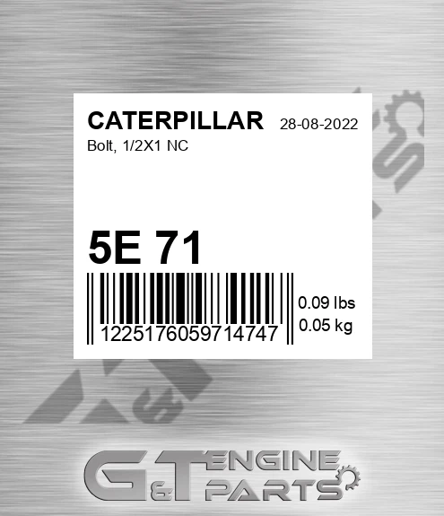 5E+71 Bolt, 1/2x1 Nc