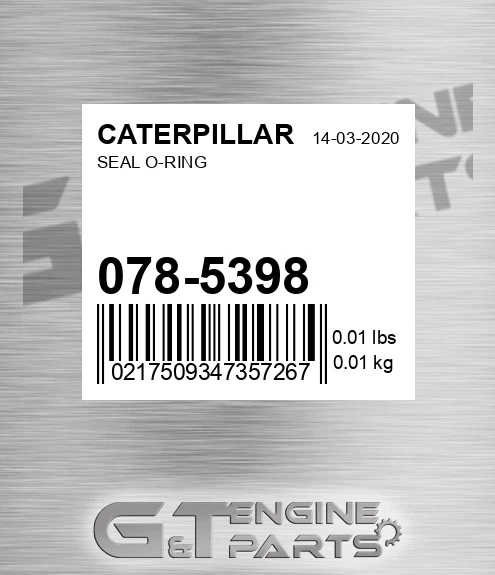 078-5398 Seal O-ring for CATERPILLAR